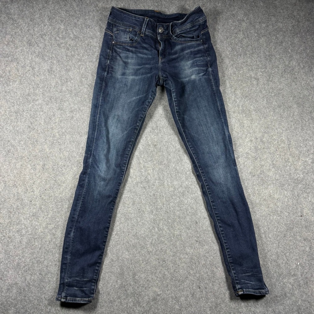 G-Star RAW Lynn Mid Skinny Jeans Dark Wash Blue Denim Womens Size 26x28